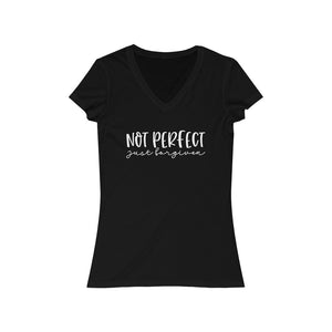 Not Perfect  just forgiven Jersey Short Sleeve V-Neck Tee