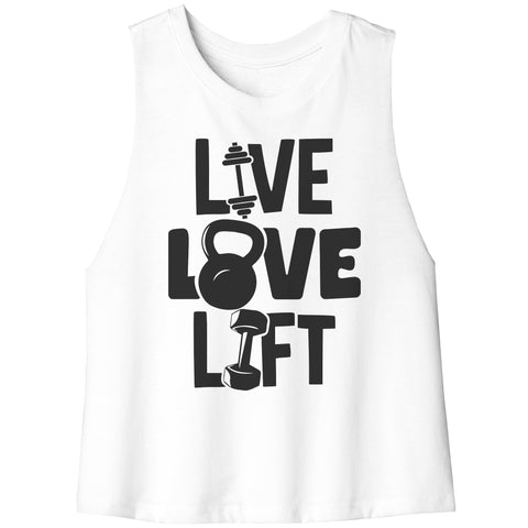 Live, Love, Lift Racerback Crop Tank